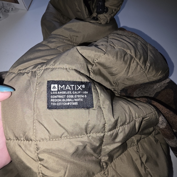 Matix Camo Hooded Jacket Men's XL Green Zip Up 100% Polyester Deep Inside Pocket - Picture 10 of 10